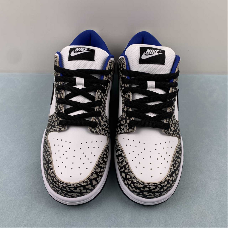 Dunk Low Black Burst Print White Blue