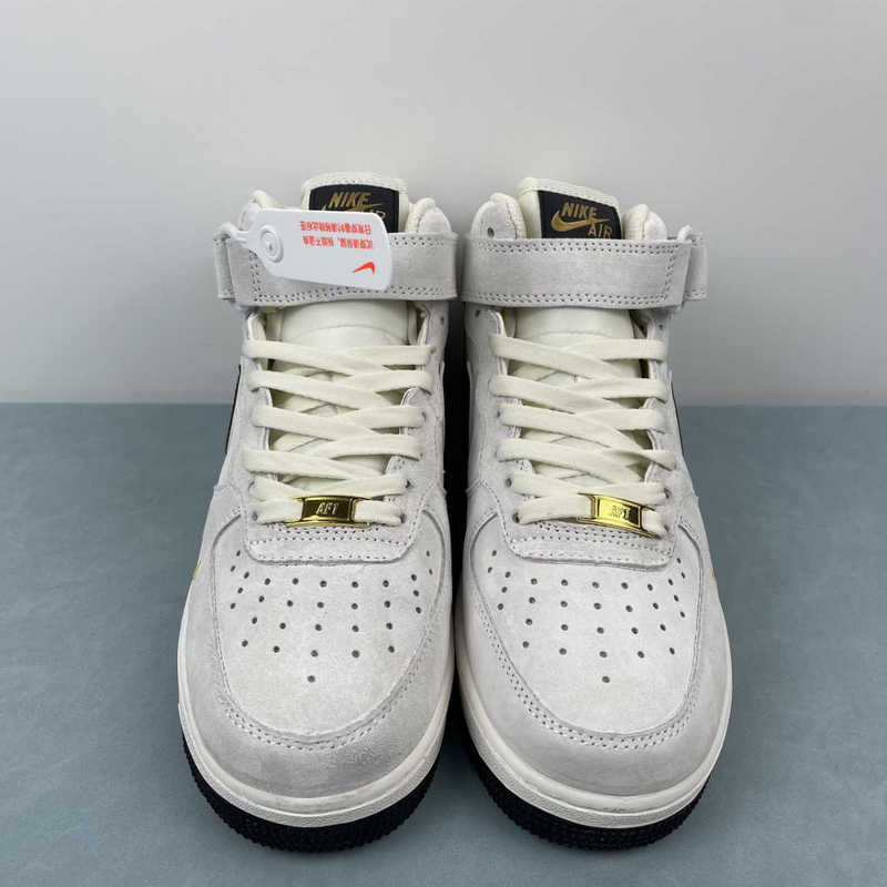 Air Force Mid Suede Light Grey Silver Gold