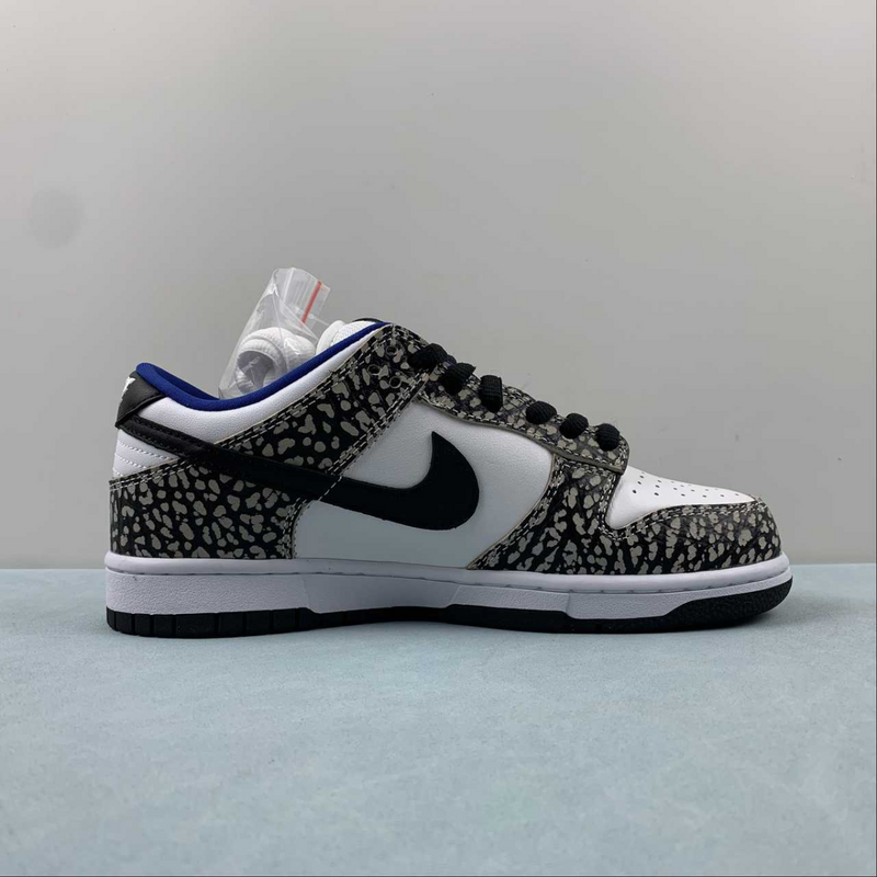 Dunk Low Black Burst Print White Blue