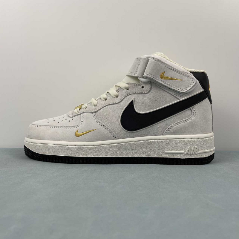 Air Force Mid Suede Light Grey Silver Gold