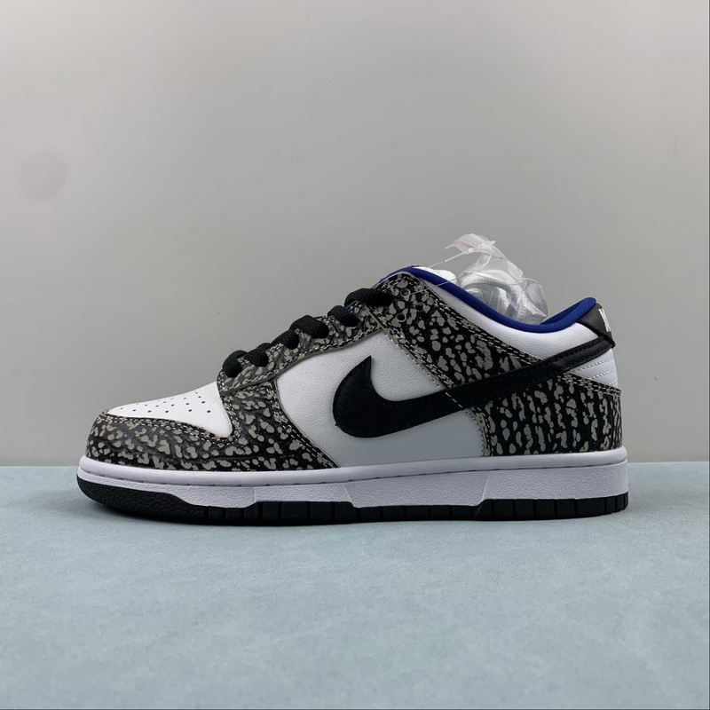 Dunk Low Black Burst Print White Blue