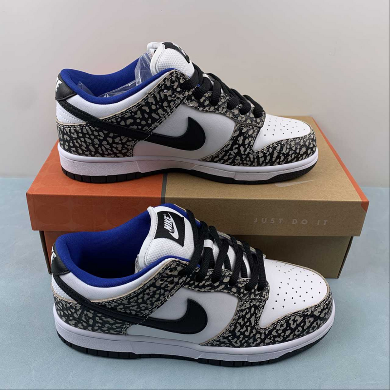 Dunk Low Black Burst Print White Blue