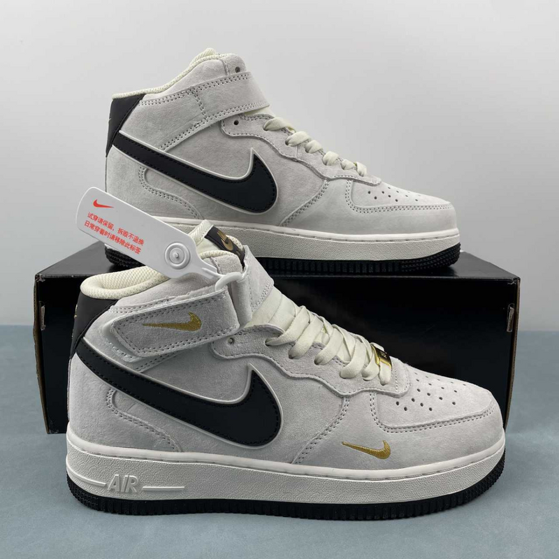 Air Force Mid Suede Light Grey Silver Gold