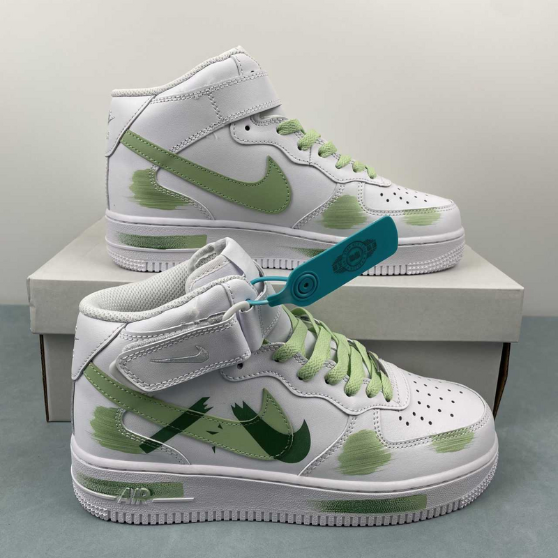 Air Force High Top Green And White