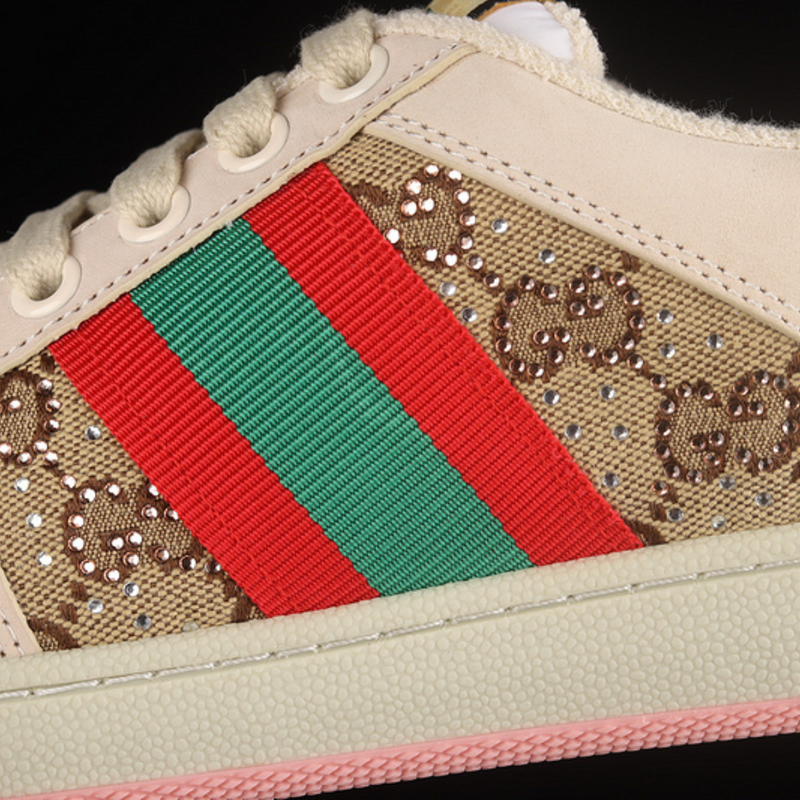 Gucci Distressed Screener Sneakers White Crystals