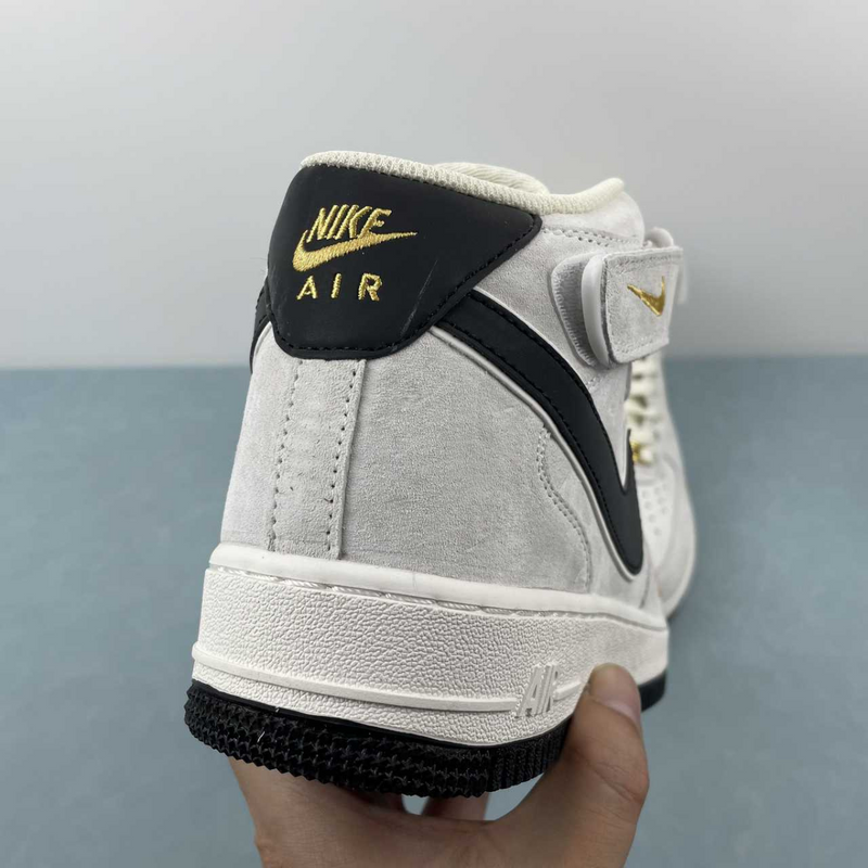 Air Force Mid Suede Light Grey Silver Gold