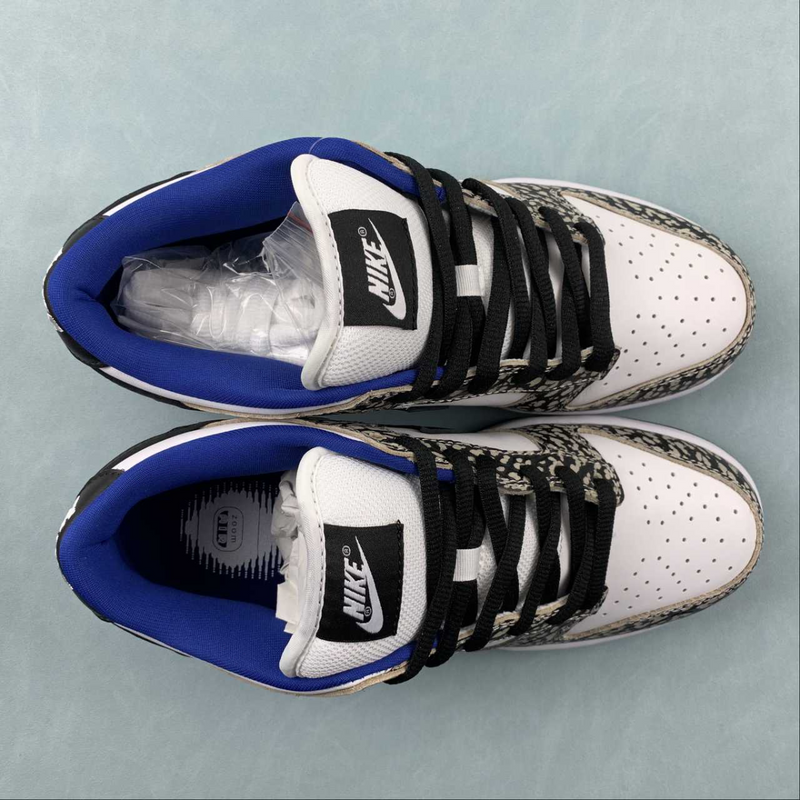 Dunk Low Black Burst Print White Blue