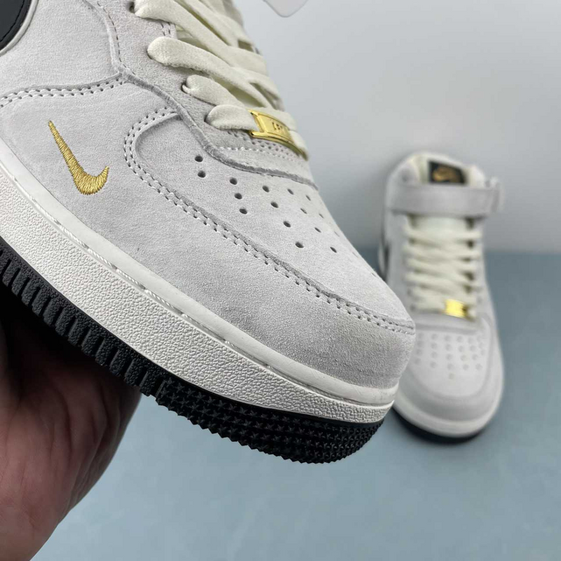 Air Force Mid Suede Light Grey Silver Gold