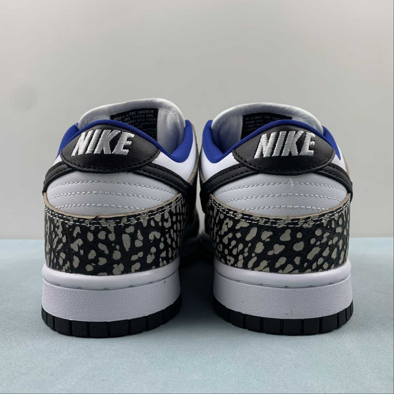 Dunk Low Black Burst Print White Blue