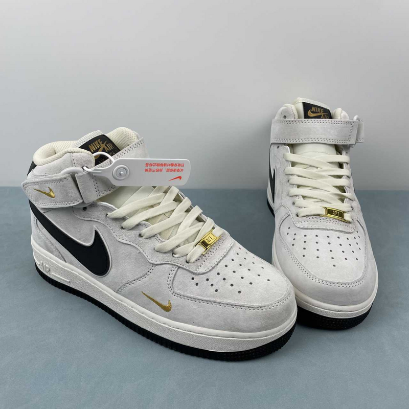 Air Force Mid Suede Light Grey Silver Gold