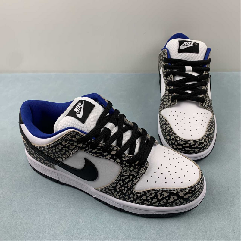 Dunk Low Black Burst Print White Blue